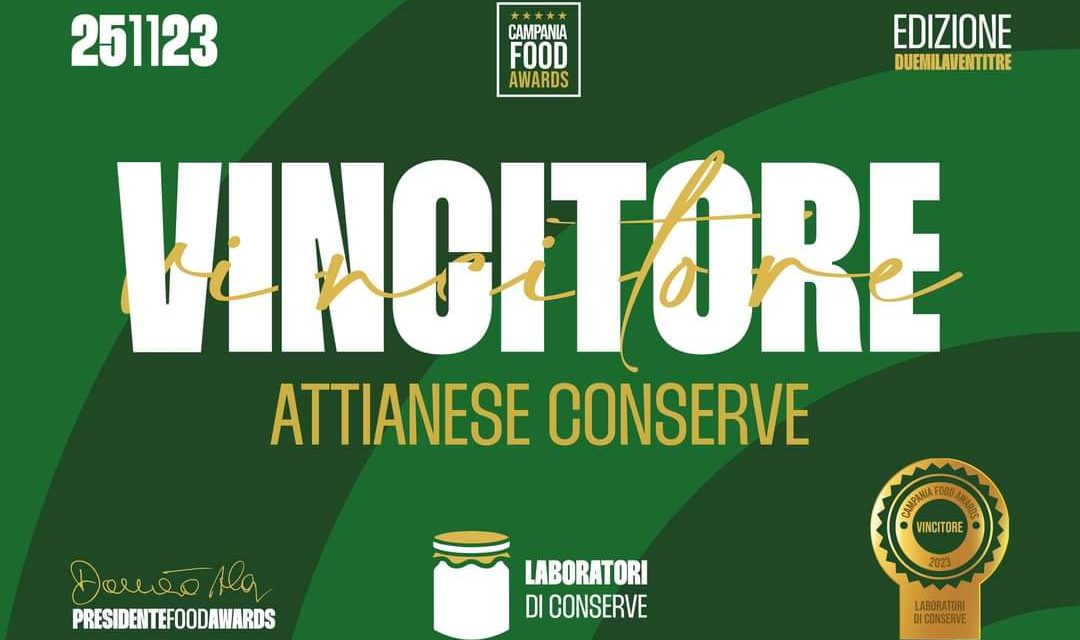 Attianese vince il premio da Campania Food per la categoria Laboratori di Conserve